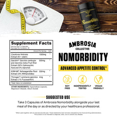 Nomorbidity bottle with diet plan concept suggesting workout pairing.