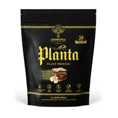 Ambrosia Planta Banana Maple powder for a smooth post-workout protein shake.