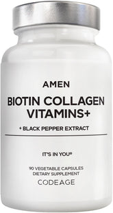 Amen Biotin Collagen vitamins bottle for smooth daily wellness