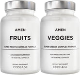 Amen Fruits and Veggies bundle bottle front, vegan daily multivitamin for balanced nutrition.