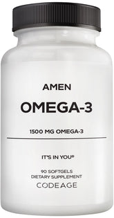 Amen Omega-3 softgel bottle for daily heart and brain wellness.