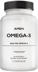 Amen Omega-3 softgel bottle for daily heart and brain wellness.