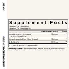 Amen Prebiotic Fiber capsules close-up for plant-based daily digestion