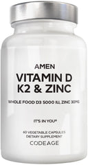 Amen Vitamin D, K2 & Zinc bottle-front for daily vegan D3 support