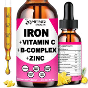 AMENQ hHEALTH iron drops with pineapple flavor offering easy daily energy support.