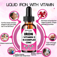 AMENQ hHEALTH iron drops with vitamin C and B-complex for better uptake.