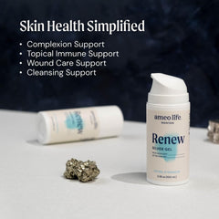 Close-up texture of Ameo Life Silver Gel shows a smooth, fast-absorbing formula.