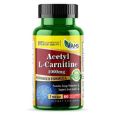 America Medic & Science Acetyl L-Carnitine 1000mg bottle for steady energy support throughout the day