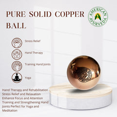 American Ayurveda copper ball demonstrates grounding balance for body and mind