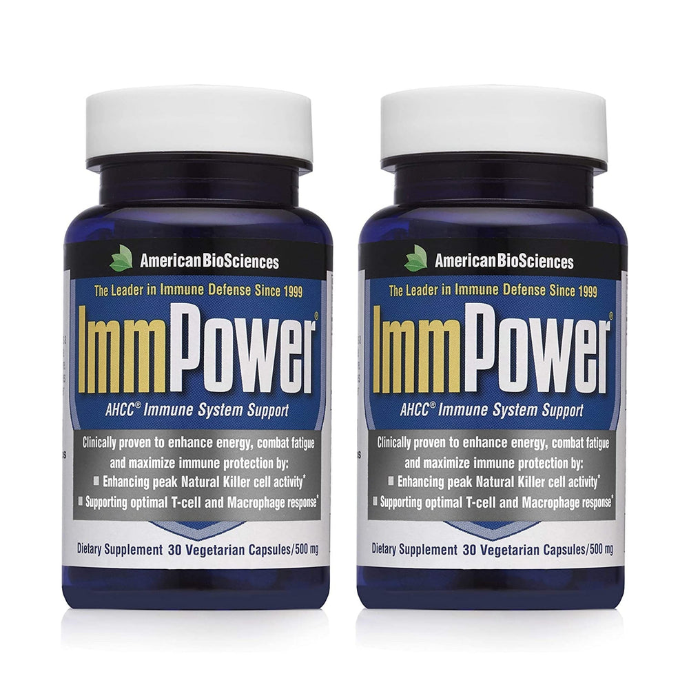 American BioSciences ImmPower bottle close-up highlighting immune support potential.