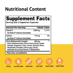 Close-up of Ester-C capsules highlighting citrus bioflavonoids enhancing absorption