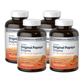 American Health Papaya Enzyme bottle close-up, suggesting after-meal digestive support