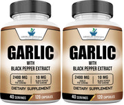 American Standard Garlic 2400mg bottle close-up showing potency for daily use.