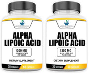 American Standard Alpha Lipoic Acid 1300mg bottle in a two-pack for daily use