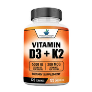 American Standard Supplements Vitamin D3 5000 IU plus K2 bottle-front for daily vitamin routine.