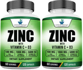 American Standard Supplements zinc bottle showing 100 mg per serving for immune support