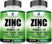 American Standard Supplements zinc bottle showing 100 mg per serving for immune support