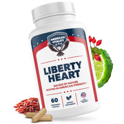 American Vitality Liberty Heart bottle label highlights berberine and bergamot for heart wellness support.