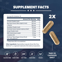 American Vitality Liver Nurture bottle side view enables easy daily dosing.