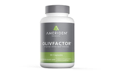 AMERIDEN OLIVFACTOR olive leaf extract capsules in a bottle support immune vitality.