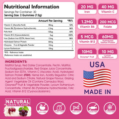 Ameri-Vita Iron Gummies liquid center close-up for easy absorption.
