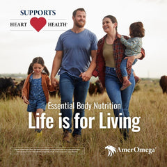 AmerOmega label closeup highlights clean label non-GMO and gluten-free formula