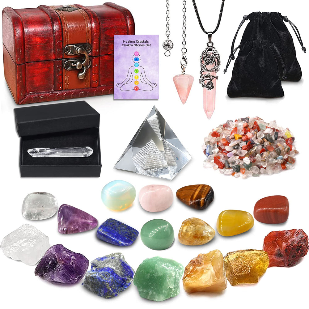 AMill 23pcs natural crystals set with chakra stones for daily meditation.