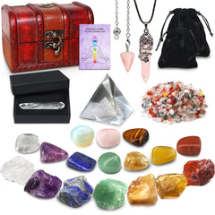 AMill 23pcs natural crystals set with chakra stones for daily meditation.