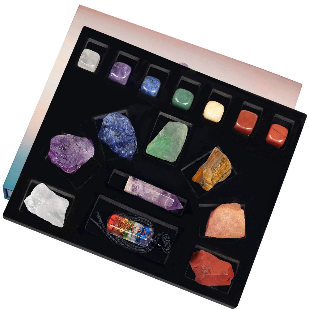 Amogeeli 7 chakra tumbled stones for balanced energy and meditation.