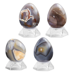 Amogeeli Orca Agate Sphere with acrylic stand highlights color variation beautifully.