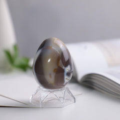 Amogeeli Orca Agate Sphere on desk setup creates harmonious feng shui vibes.