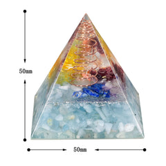 Amogeeli orgonite crystal pyramid inside view highlights craftsmanship and decorative energy tool