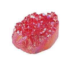 Amogeeli titanium-coated crystal cluster shows color shifts for dynamic decor.