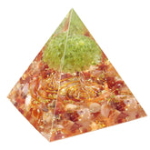 Amogeeli Tree of Life Orgone Pyramid, 60mm, with copper tree and crystal chips for calm energy.