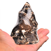AMOYSTONE Black Opal Flame Tower front view showing vibrant energy for meditation and decor