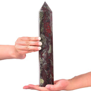 AMOYSTONE Blood Jasper wand 6 facet obelisk for meditation and energy focus