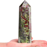 AMOYSTONE Bloodstone Obelisk 6-faceted wand for focused energy and meditation use.
