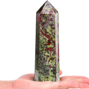 AMOYSTONE Bloodstone Obelisk 6-faceted wand for focused energy and meditation use.