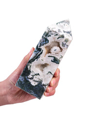 AMOYSTONE crystal tower supports focused intention during mindful breathing and energy alignment