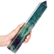 AMOYSTONE fluorite obelisk green purple tower for meditation and energy balance.