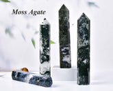 AMOYSTONE moss agate obelisk gift idea for crystal lovers.