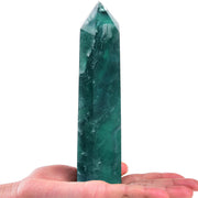 AMOYSTONE Green Fluorite Obelisk Wand for meditation and energy focus.