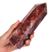 AMOYSTONE Hematoid Quartz wand closeup with natural inclusions for focused energy.