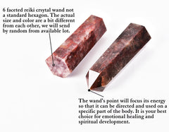 AMOYSTONE Hematoid Quartz wand energy focus at termination for precision.
