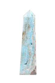 AMOYSTONE Hemimorphite obelisk wand front view highlights color and energy focus for meditation