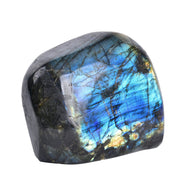 AMOYSTONE Labradorite slab with blue flash for meditation and energy focus.