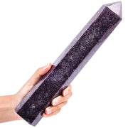 AMOYSTONE large Lepidolite wand with 6 facets for focused energy during meditation.