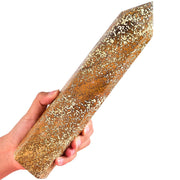 AMOYSTONE large yellow Ocean Jasper wand for meditation and energy focus.
