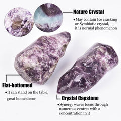 AMOYSTONE lilac Lepidolite close-up highlighting soothing energy for meditation