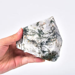 AMOYSTONE moss agate wand irregular – ideal for meditation and calming energy.